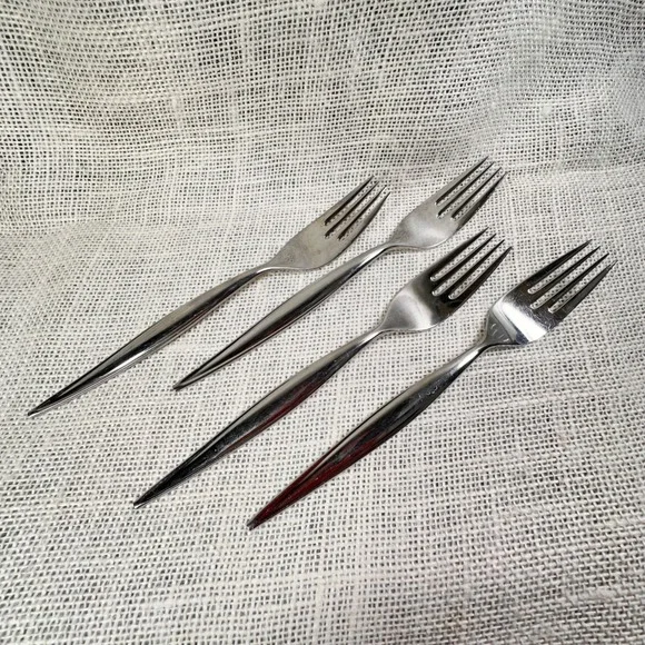 EBBTIDE‎ Jennifer Solid Stainless Forks USA Mid Century Modern Flatware Set of 4