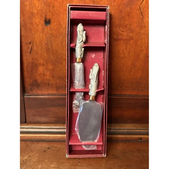 Arthur Court Bunny Rabbit Cheese‎ Knife & Spreader Set New in Box Aluminum