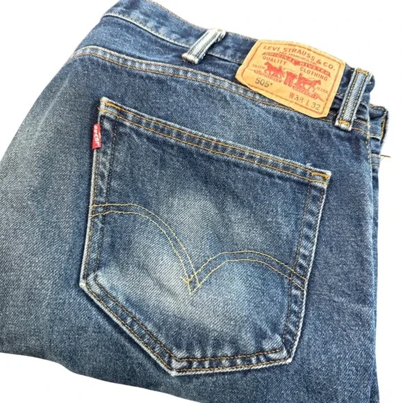 Levis 505 Straight Fit Mens Jeans 38x32 (42x32) Blue Denim 00505-0216