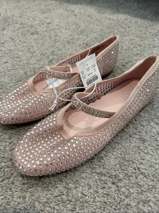 J. Crew Pink Crystal Mary Jane Flats for Kids