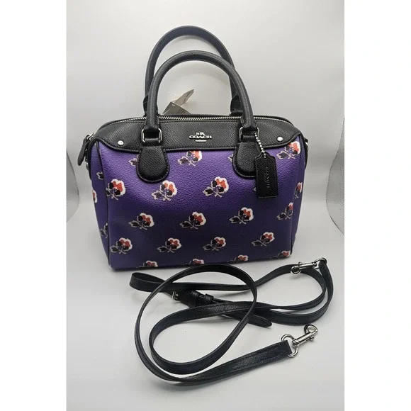 NWT Coach Mini Bennett Satchel Bramble Rose Print with Removable Strap One Flaw!