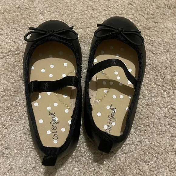 Cat & Jack Black Kids Dress Shoes with Bow