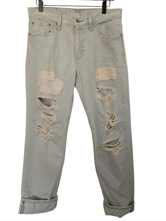 Levi’s 511 Distressed Jeans W32 L30 Light Wash Ripped Denim