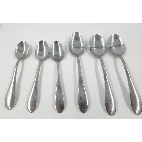 6 Cambridge Spoons 2 Sizes 3 Each Stainless China Flatware Set