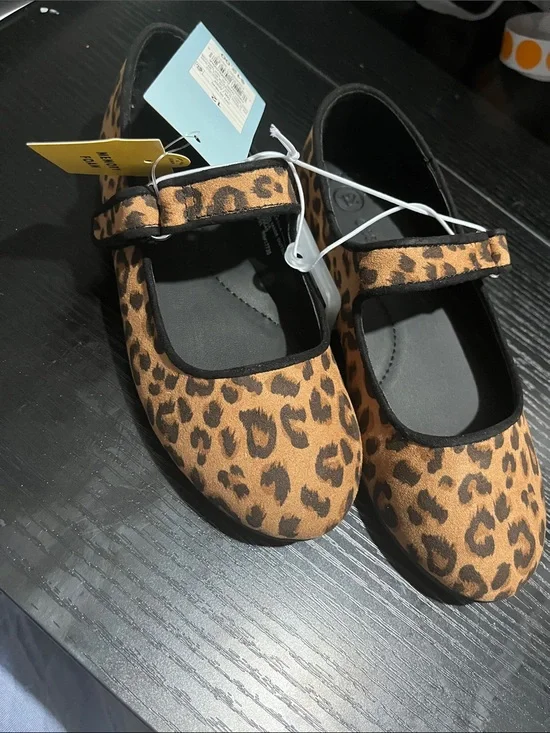 Cat & Jack Leopard Print Mary Jane Flats - Brown/Black