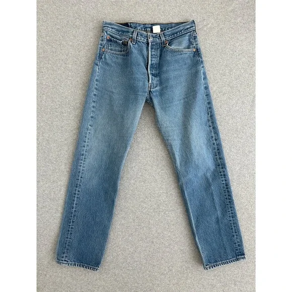 Vintage Levis 501xx Jeans Mens 33x34 Blue Straight Leg Button Fly Made in Mexico
