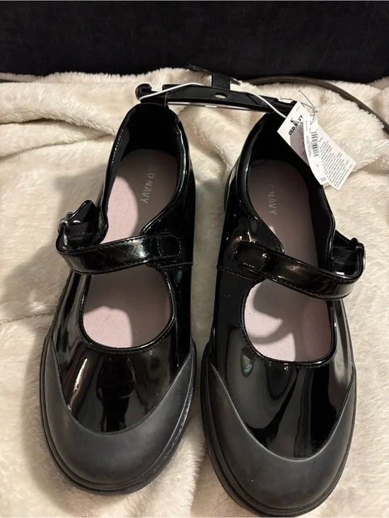 Old Navy Black Patent Mary Jane Hook-and-Loop Dress Shoes