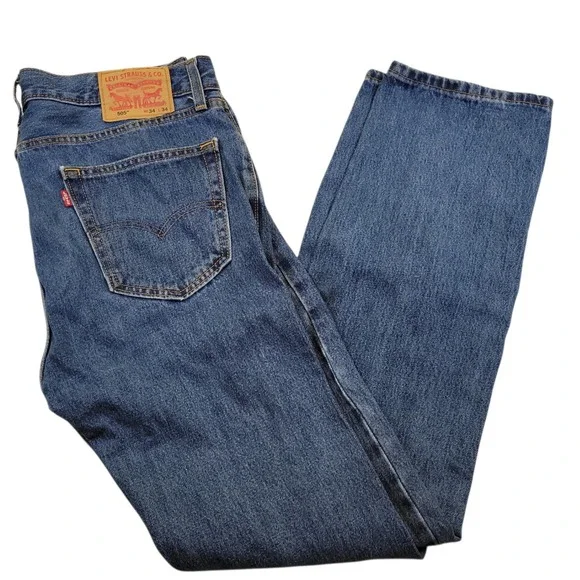 Levi's 505 Mens Jeans Blue‎ 34x34 Straight Leg Classic Fit Denim
