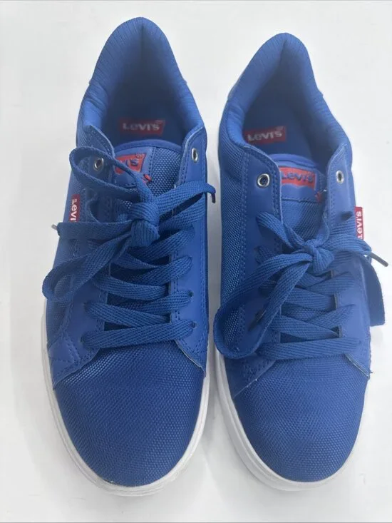 Levis Shoes Mens 11 Low Top Sneakers Blue Canvas Round Toe Lace Up Skater Casual