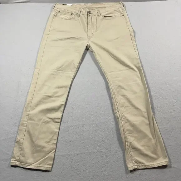 Levi’s 514 Straight Fit Pants Men 38x30 Khaki Stretch Twill‎ Jeans Tag 38x32
