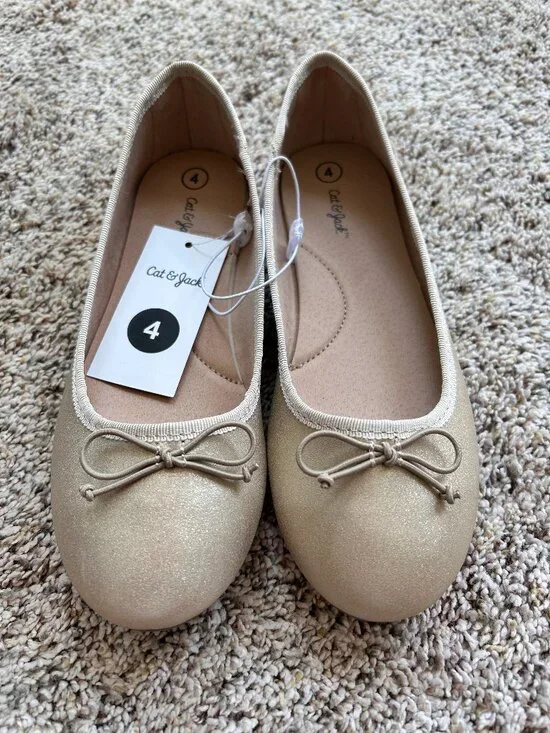 Cat & Jack Gold Sparkle Flats Size 4