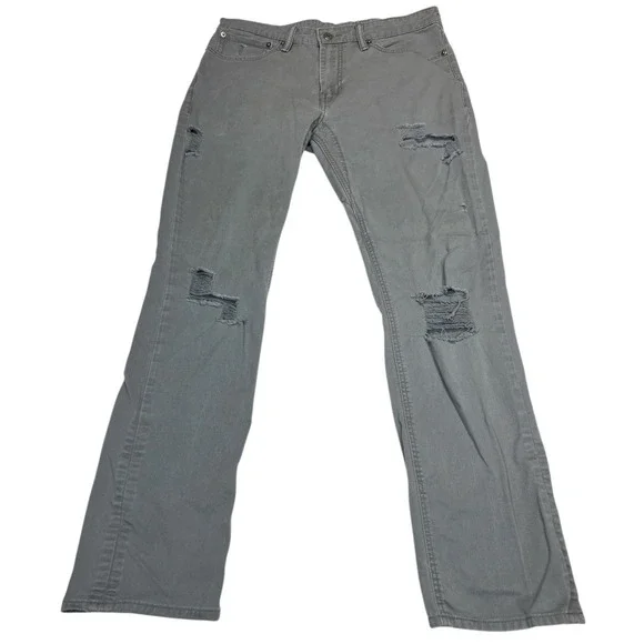 Levi's 511 Slim Fit Jeans Mens 34x32 Gray Stretch Distressed‎ Denim