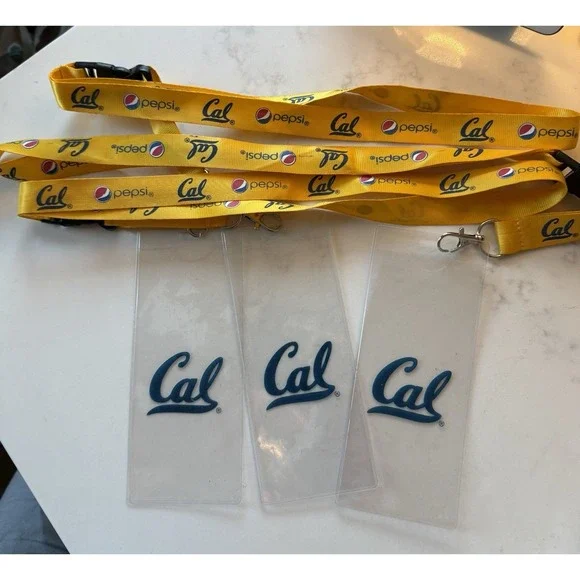 Set of 3 University California Berkeley Cal Lanyard Blue Yellow Lanyards Pepsi