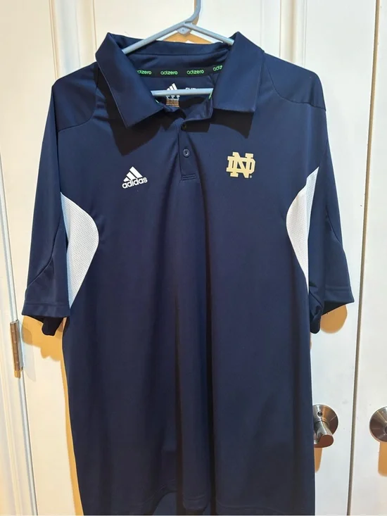 Notre Dame Fighting Irish Polo Shirt Mens XL  Blue Golf Adidas