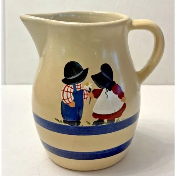 Roseville Pottery Pitcher Amish 1 Qt. Robinson Ransbottom Vintage Ohio Signed 6