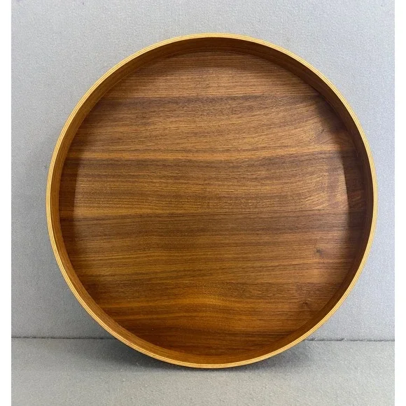IKEA OMBONAD‎ Round Walnut Serving Tray Platter 16.5