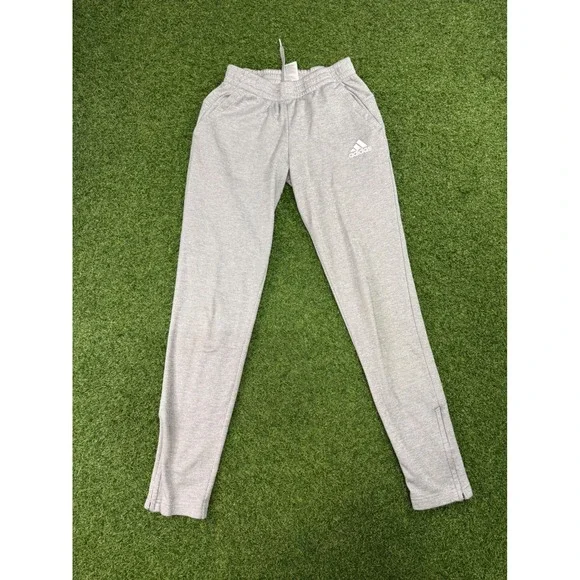Adidas Mens S Heather Gray Textured Knit Joggers‎ Ankle Zip Sweatpants Small