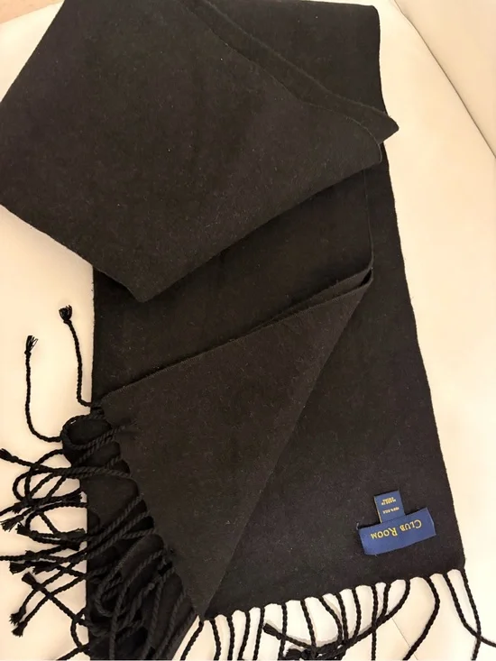 Club Room Black Fringe Wool-Blend Scarf