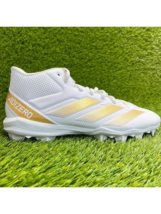 Adidas Adizero Impact.2 MD Mens Size 11.5 White Gold Running Football Cleats