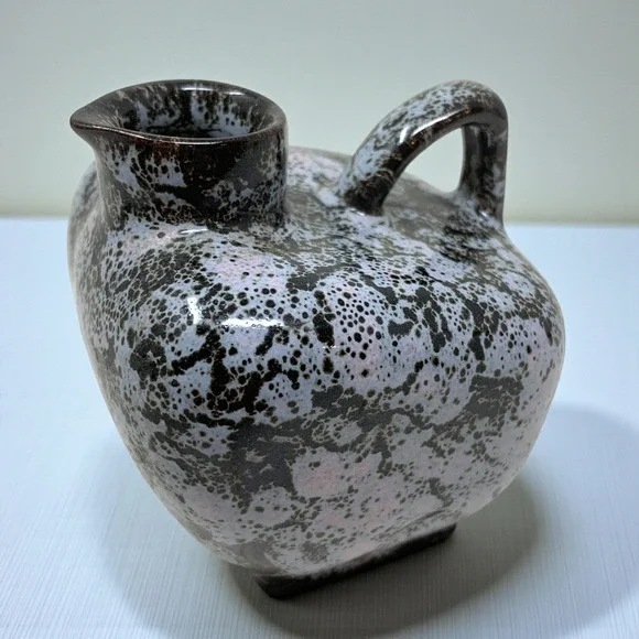 Vintage Vermont Studio Pottery Jug Hand Made Foamy Lava Glaze Mini 4