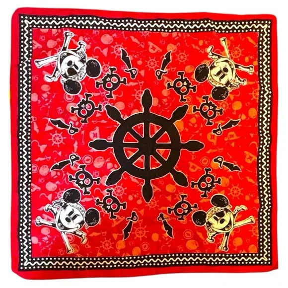 Mickey Mouse Pirates Of The Caribbean Disney Bandana Scarf Handkerchief 21.5