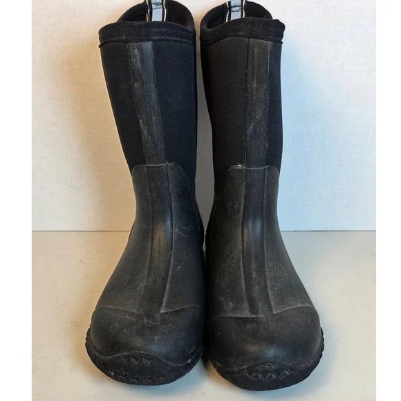 HISEA Kids Rubber Neoprene Rain Snow Boots Black Waterproof Size 4 Muck Boot