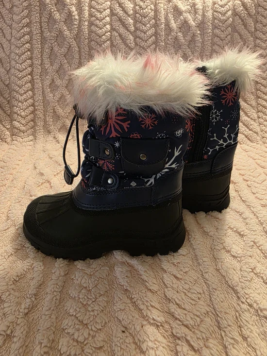Dream Pairs Navy Winter Snow Boots with Pink Accent Fur