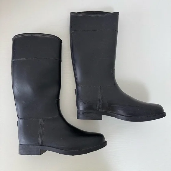 Kids Black Knee-High Rain Boots, Size 1