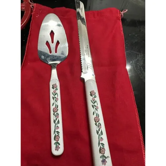 Portmeirion Botanic Garden Stainless Bread Knife & Cheese knife Porcelain Handle