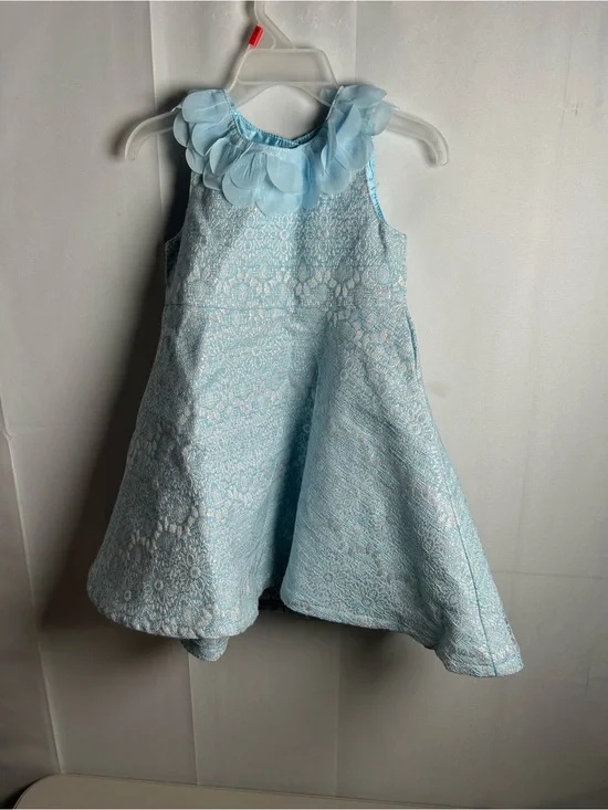 Light Blue Floral Lace Petal Collar Dress by Genuine Kids