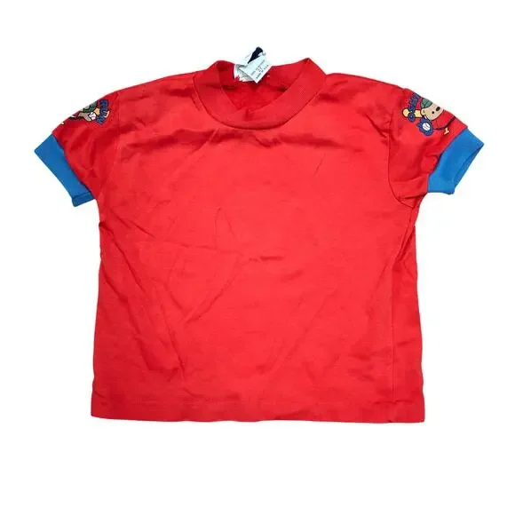 Vintage 80s 90s Baby Osh Kosh Top Red Shirt Ringer Unisex 2T