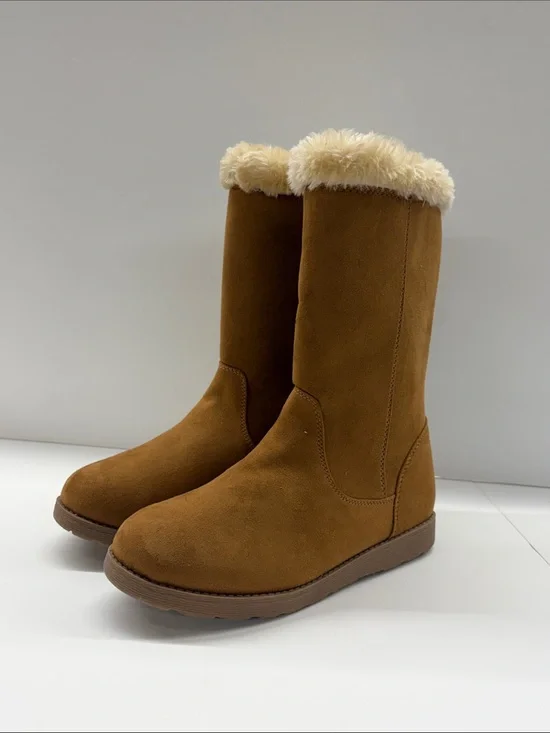 NEW Cat & Jack Faux Suede Tall Fur-Lined Winter Boots Size 4