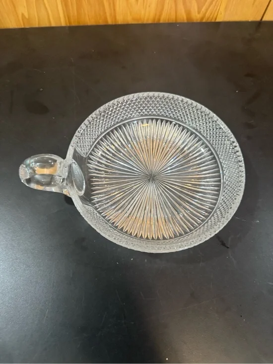 Clear Pressed Glass Serving Dish with Handle - Clear