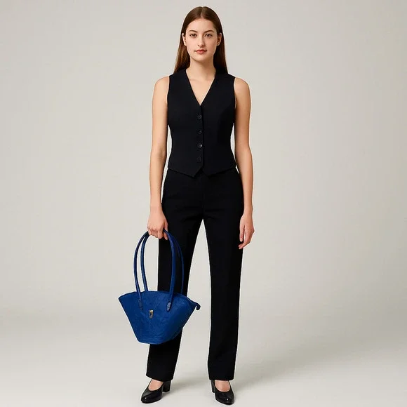 MCM Canvis Viesto Navy Blue Tote Bag with Certificate