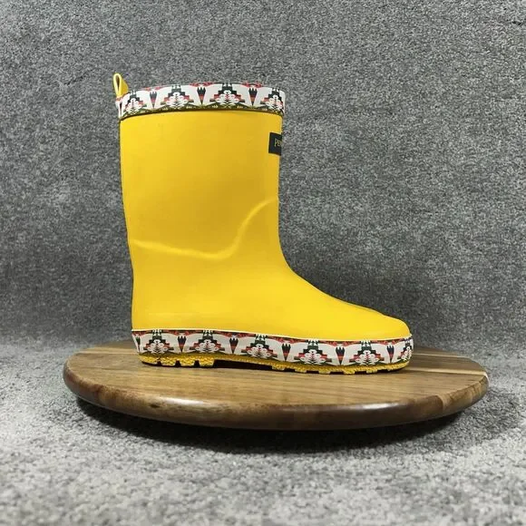 Pendleton Tucson Boys Size 13/1 Yellow Aztec Rubber Mid-Calf Rain Boots Used
