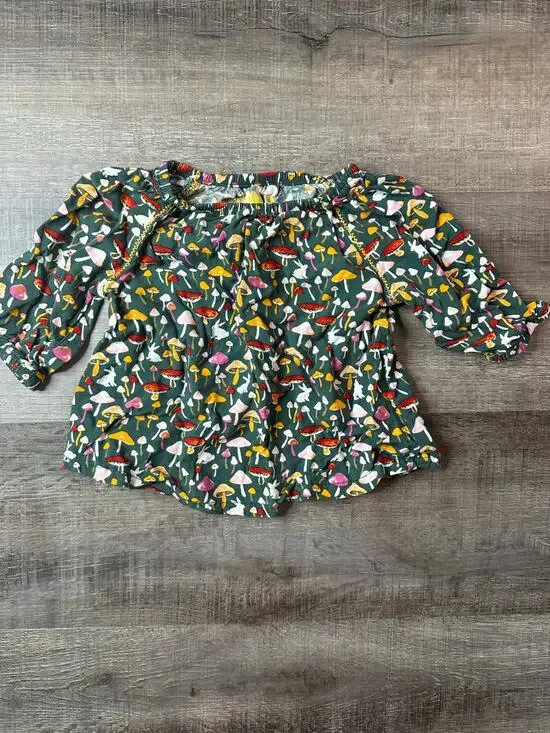 Osh Kosh Genuine Kids Green Colorful Mushroom Long Sleeve Flare Top 12 months