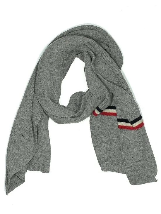 Tommy Hilfiger (2) +Kimberly C Grey Knit Scarve with Red, Cream & Black Stripes