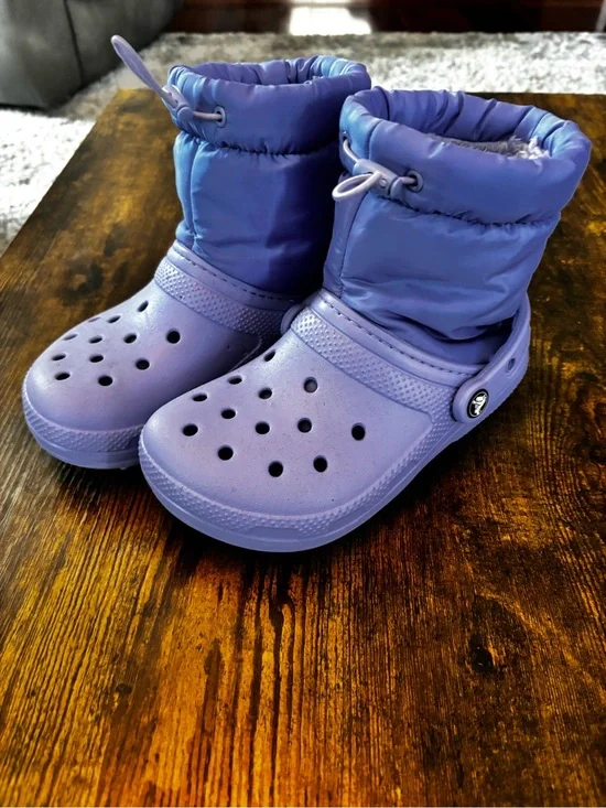 CROCS Kids Lavender Waterproof Puff Clog Boots