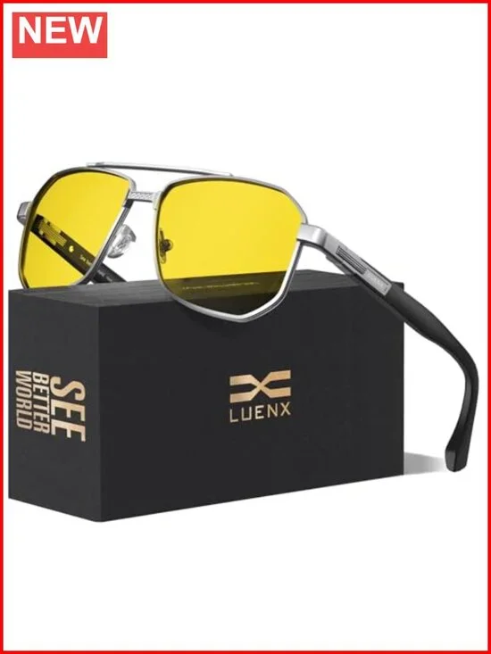 Aviator Polarized Sunglasses with UV Protection Night Vision Driving Square
