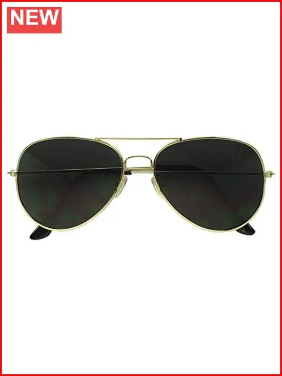 Dark Aviator Sunglasses with UV Protection Gold Frame