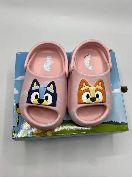 Kids Pink Cartoon Slide Sandals with Playful Puppy Faces