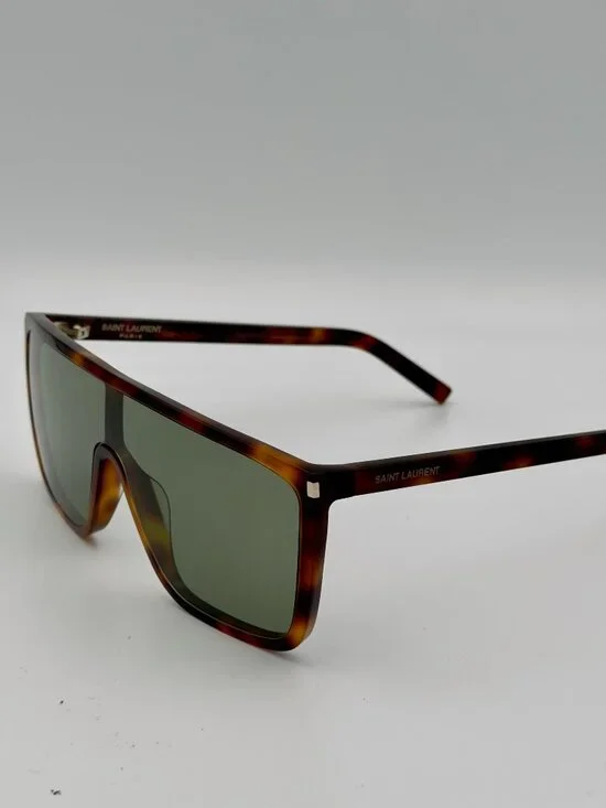 Saint Laurent SL 364 MASK 002 Havana Green Sunglasses Unisex YSL w/ Case