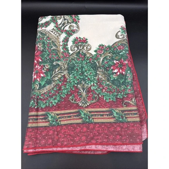 vintage christmas tablecloth rectangle 68 X 52