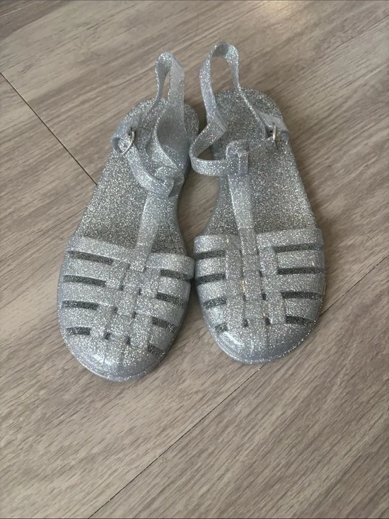 Old Navy Silver Glitter Jelly Sandals for Kids