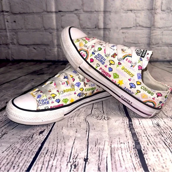 Converse Chuck Taylor Video Gamer Pixel All Star Sneakers Big Kids 4Y Retro Girl