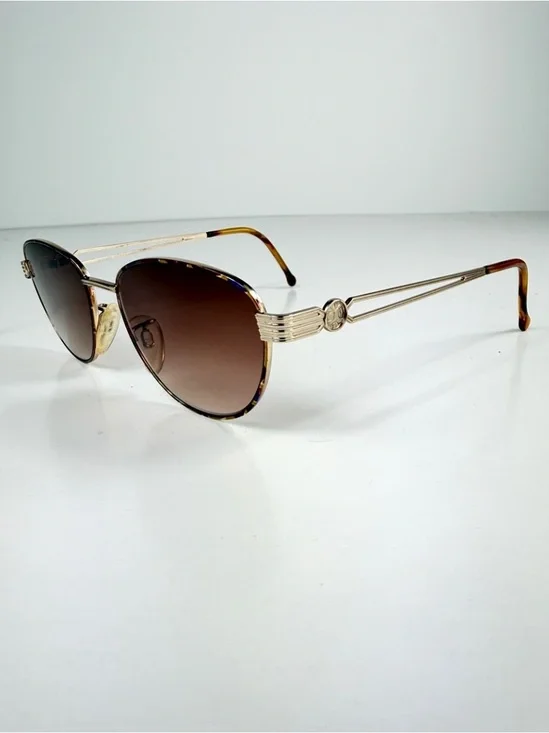 VTG DeadStock FENDI VL7011 Roman Coin Custom Sunglasses Gold Blue Tortoise Set