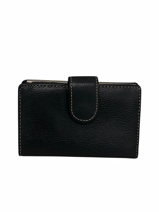 Black Genuine Pebbled Leather Kiss-lock Wallet - Like New