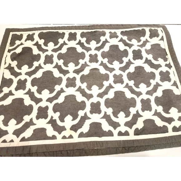 Threshold Cotton Placemat Charcoal  Gray with Cream Geometric Pattern 13