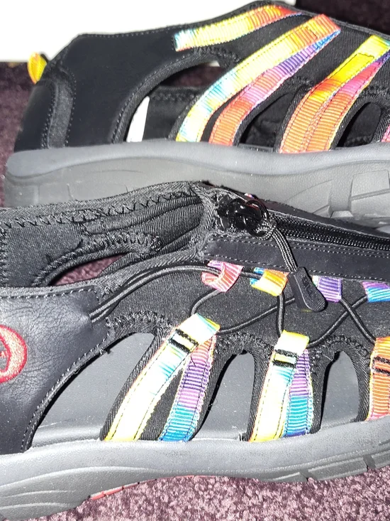 Keen Youth Sz 6 Billy Water Shoes Black with Rainbow Straps