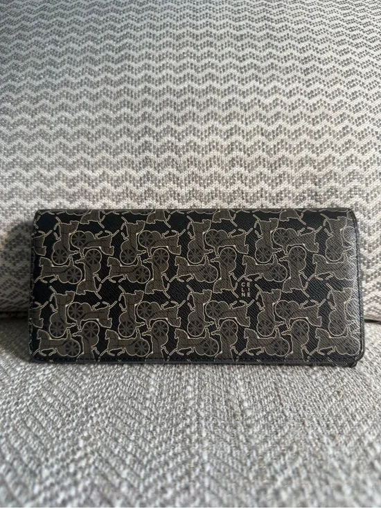 Celine Macadam Triomphe Black PVC & Leather Continental Long Wallet
